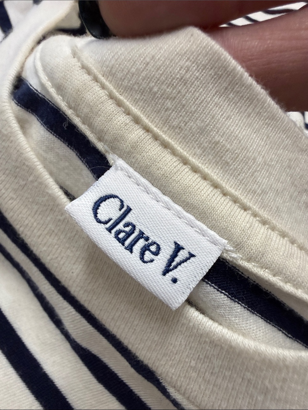 Clare V. Le Puff Long Sleeve Navy Cream Stripe T-Shirt Mini Dress Size XS - Picture 9 of 12